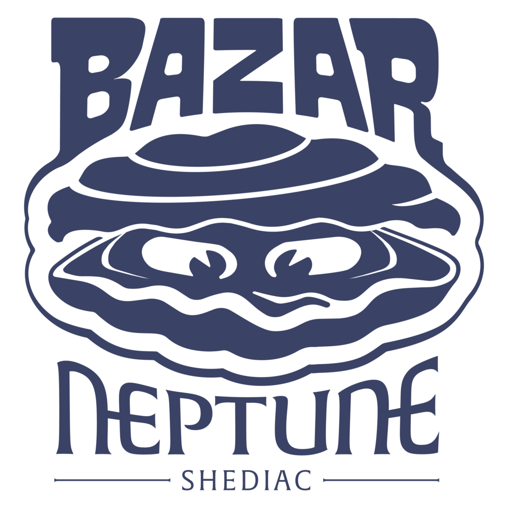 Shediac's Bazar Neptune Logo in All Blue