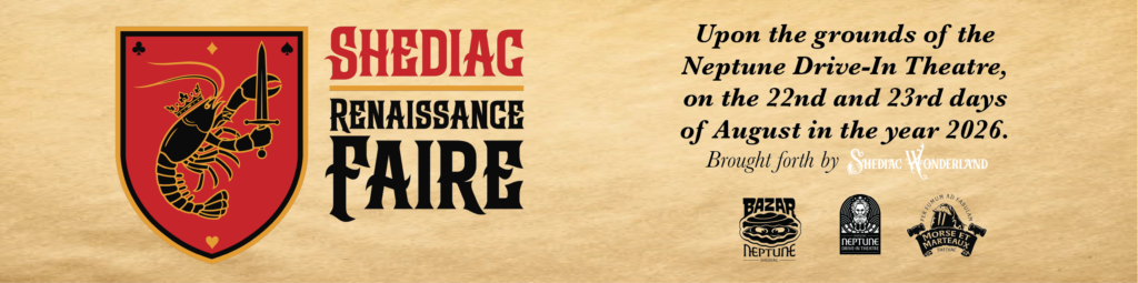 Banner for the Shediac Renaissance Faire with 2026 dates