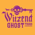Witzend Ghost Tours logo in purple with orange background