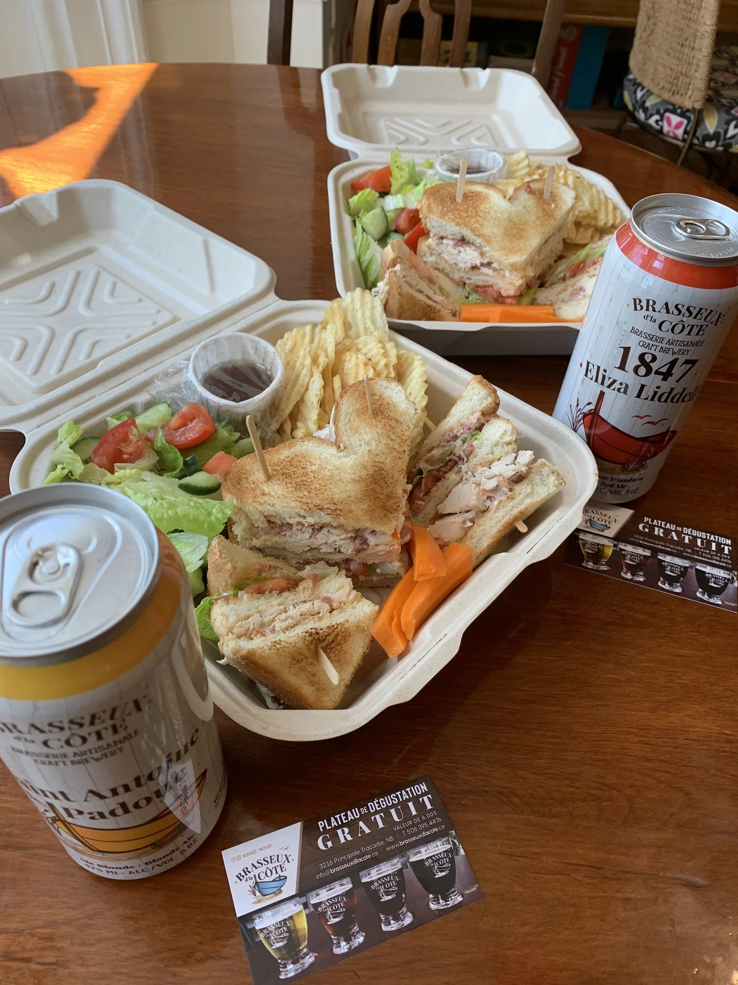 Club sandwich with local craft beer